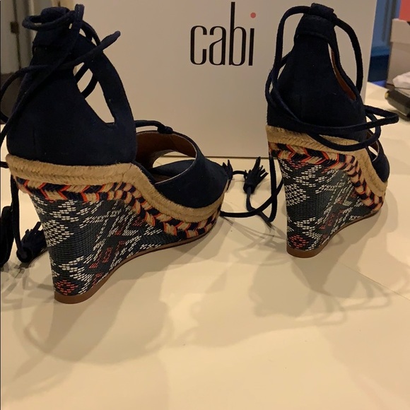 CAbi Suede Ankle Tie Wedge shoes - Picture 4 of 5